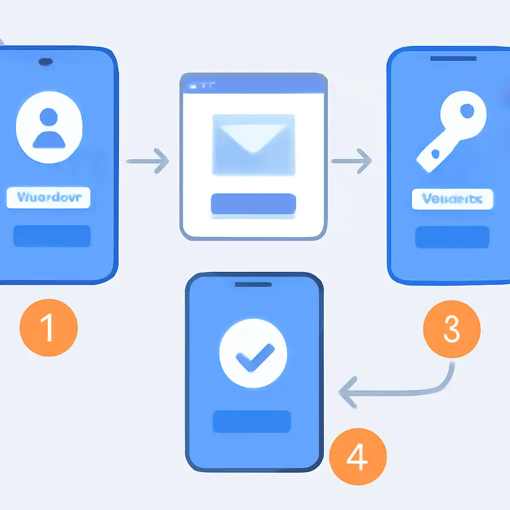 Annotated step diagram: password reset process with numbered callouts, Holy Rummy
